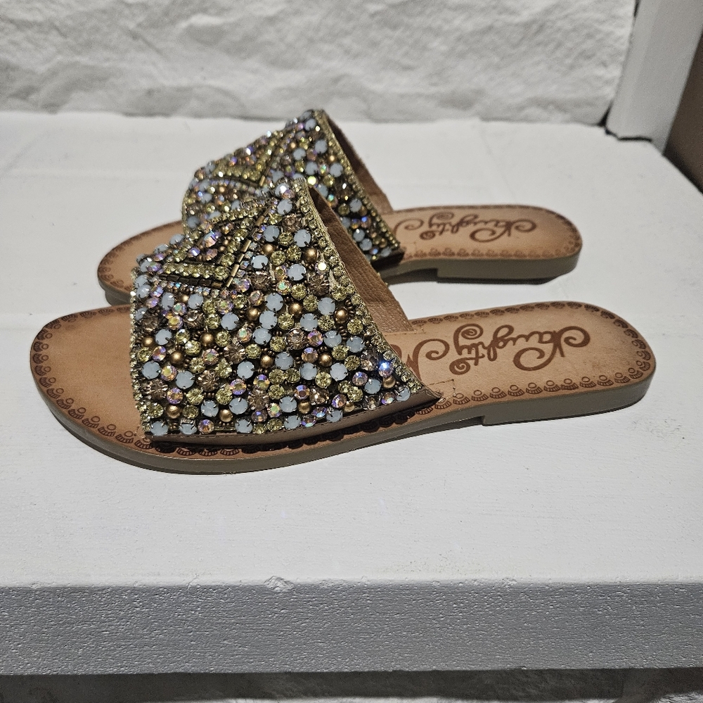naughty monkey Tan Jeweled Slide Sandals - Picture 5 of 11
